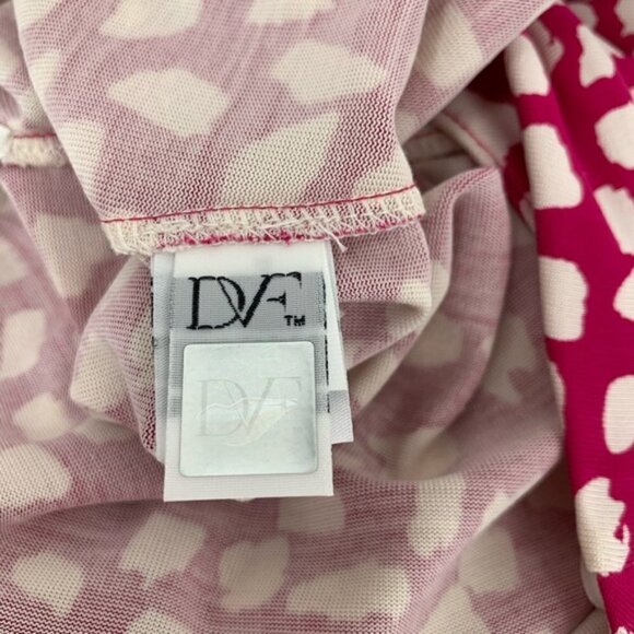 DVF Diane von Furstenberg Noe leopard leaves pink white dress silk scoop new 4 - Picture 6 of 6